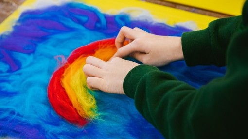 Rainbow painting artwork primary school children