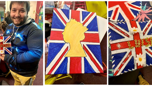 Three images of some fantastic homemade Union Jack's. One is painted, one created using collage and the other sewn. 
