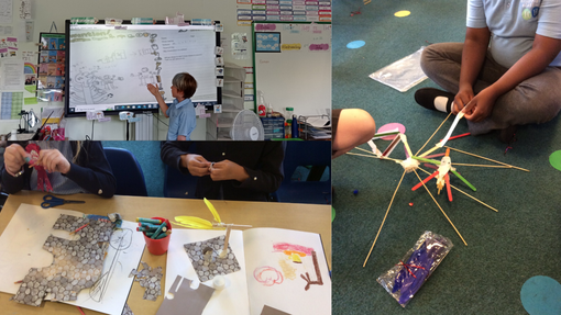 Three images of Hillyfield Primary School's inventions