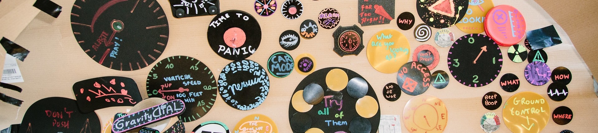Young people's art work made out of old records 